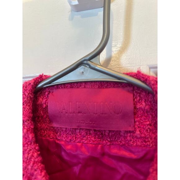 Valentino Suit Set Womens Size 8/ 44 Pink BowTweed Blazer and Mini Skort Barbie - Picture 7 of 16